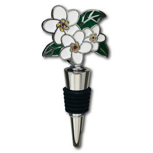 Tommy Bahama Bottle Stopper Metal Tropical White Flower